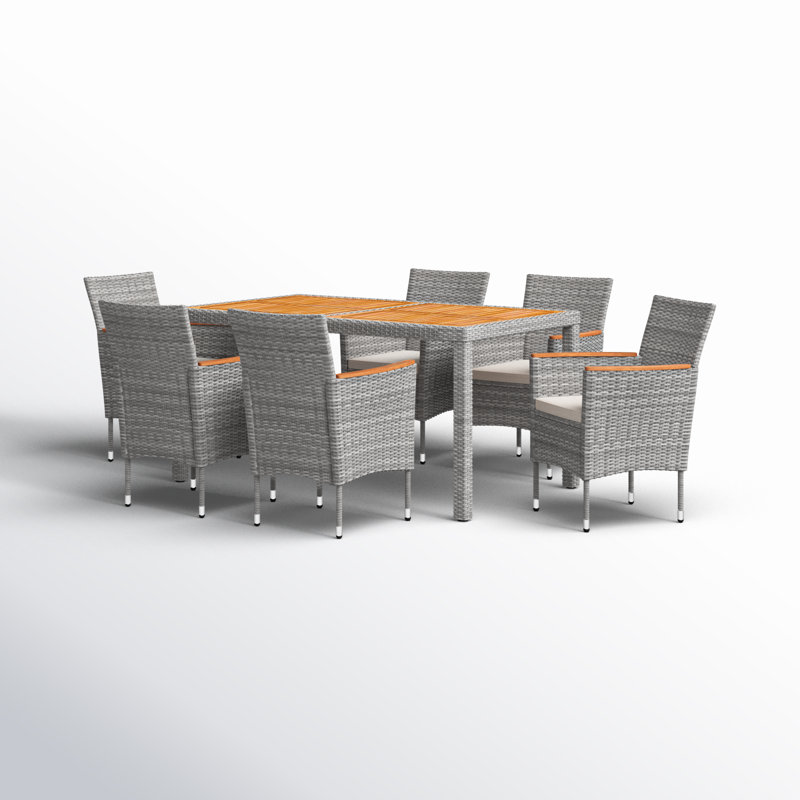 Callan Rectangular 6 - Person 59.05" Long Dining Set with Cushions, Gray