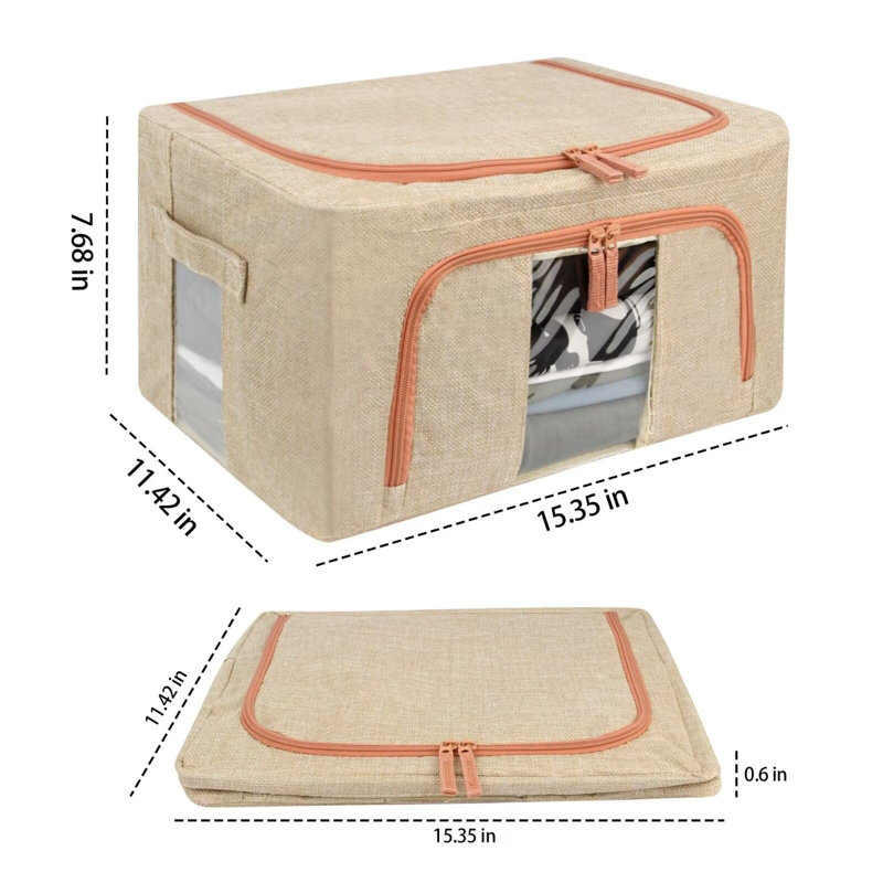 Sac de rangement en lin Rebrilliant, Beige
