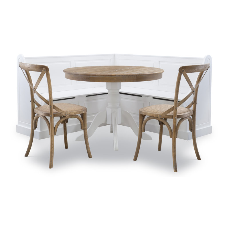 Selby 6 - Person Solid Pine Corner Breakfast Nook with Hidden Storage Set, Gray Wash