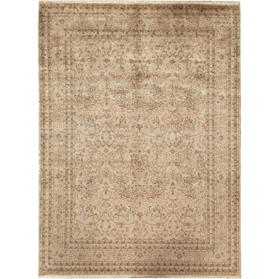Wool Oriental Area Rug in Beige