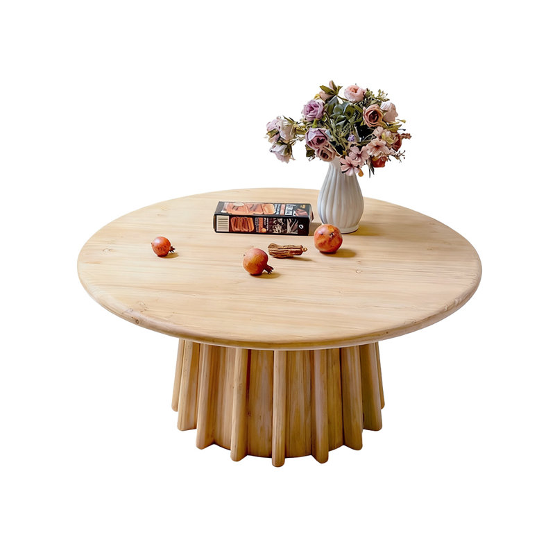 Retro Burlywood Solid Wood Round Coffee Table