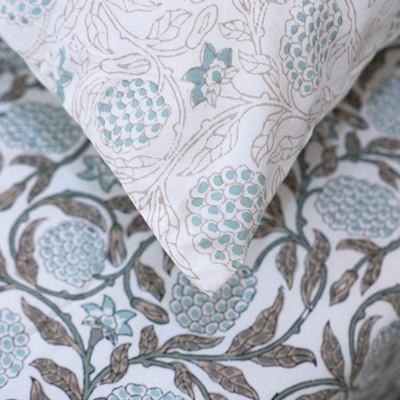 Fabdivine Pure Cotton Bedsheet Set – Handcrafted Comfort with Matching Pillow Covers, Tribal, Gray, Brown Floral