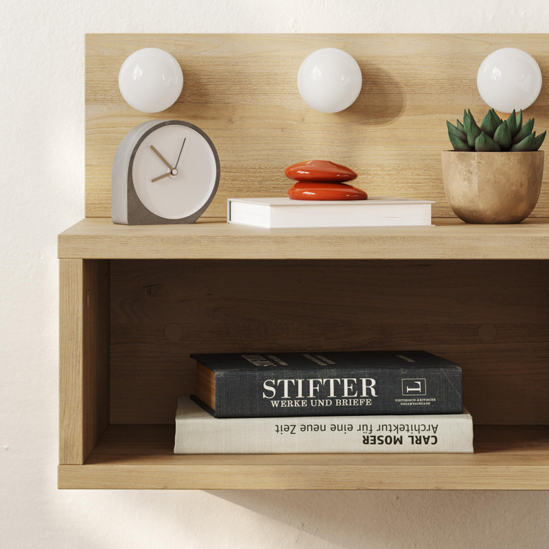 40cm W Manufactured Wood Bedside Table, Oak