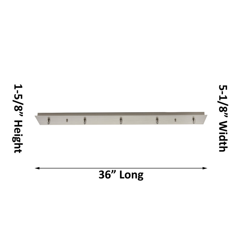 Caius - Luminaire suspendu linéaire à 5 lumières 37 po, Gris fumée clair, Nickel satiné