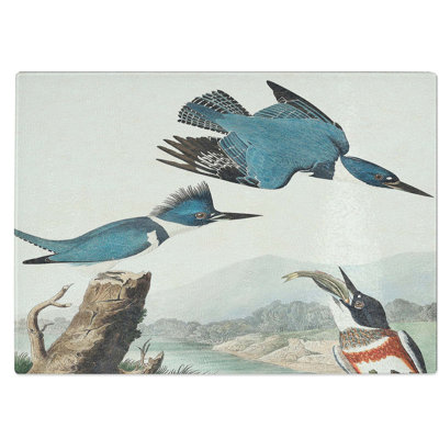 Tempered Glass Belted Kingfishers Chopping Board