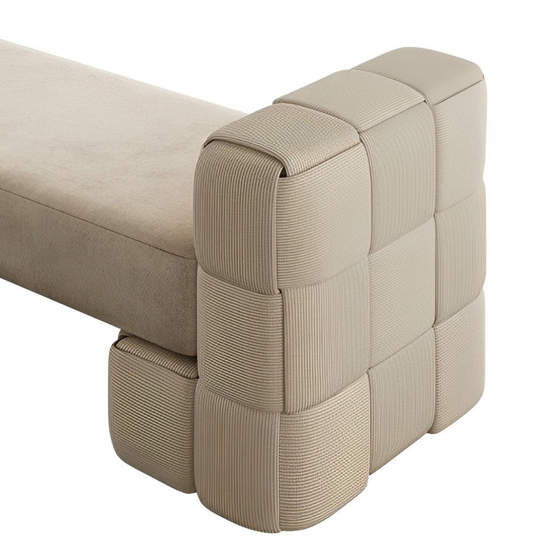 Banc rembourré en similicuir, Brun clair, H 22,83 po x l 47,24 po x P 22,83 po