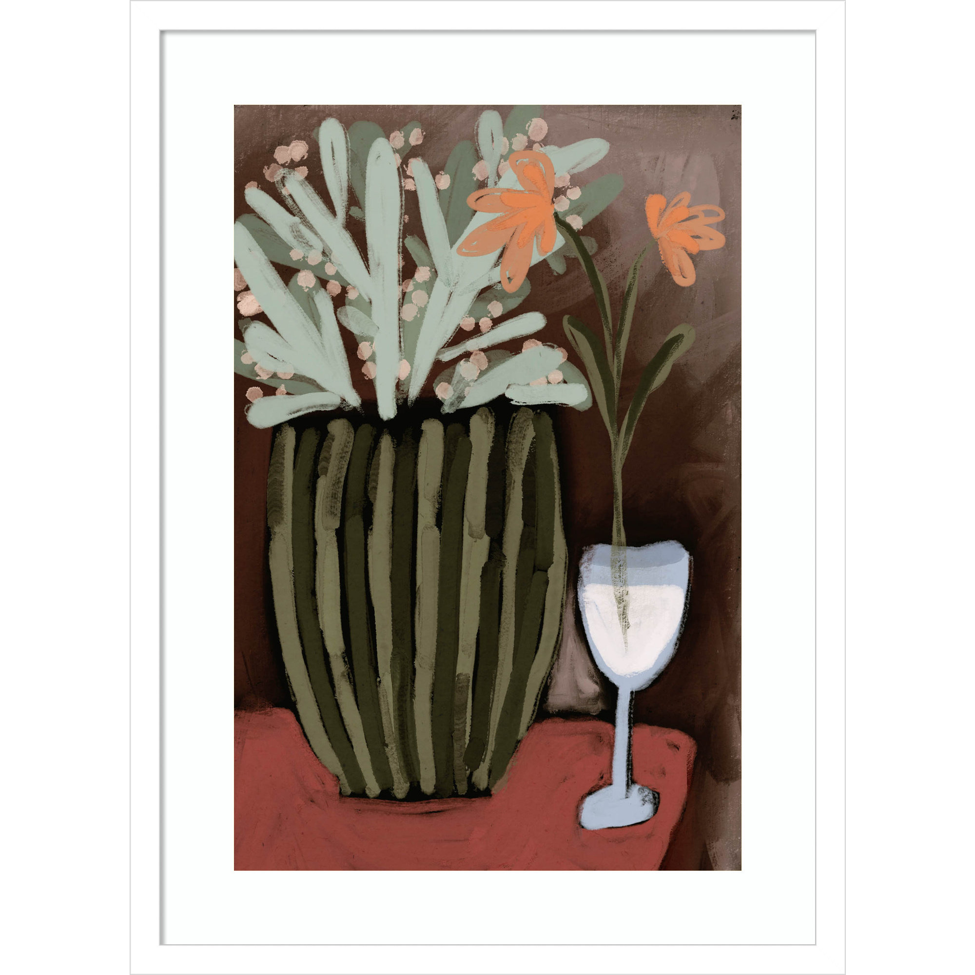 Floral Still Life No 4 by Treechild Wood Framed Wall Art Print, White, 25" H x 19" W