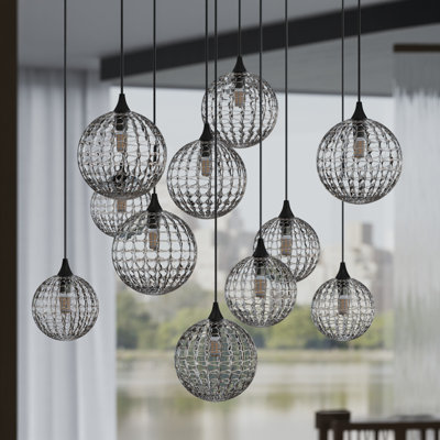 Breeze 11 Grey Glass Pendants Chandelier