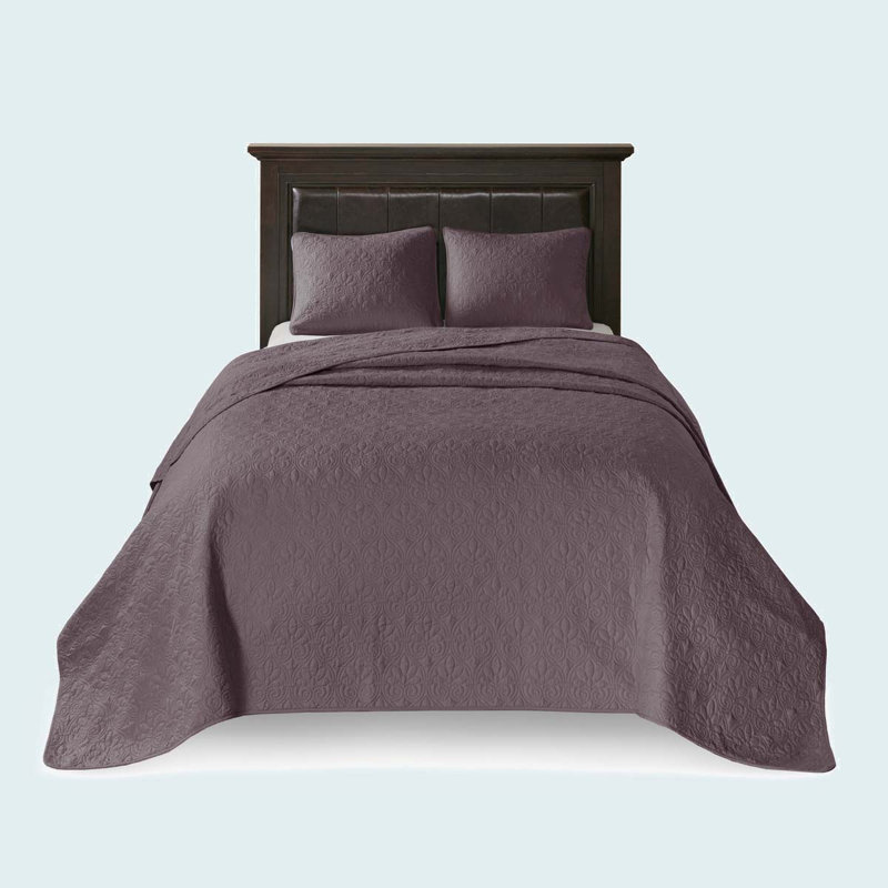 Reversible Set, Full/Queen Quilt + 2 Standard Pillow Shams, Purple
