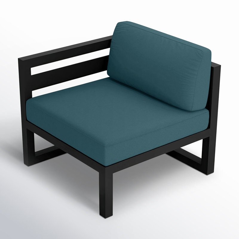 Avion Outdoor One Arm Lounge Chair, Canvas Charcoal Sunbrella® Canvas, Black