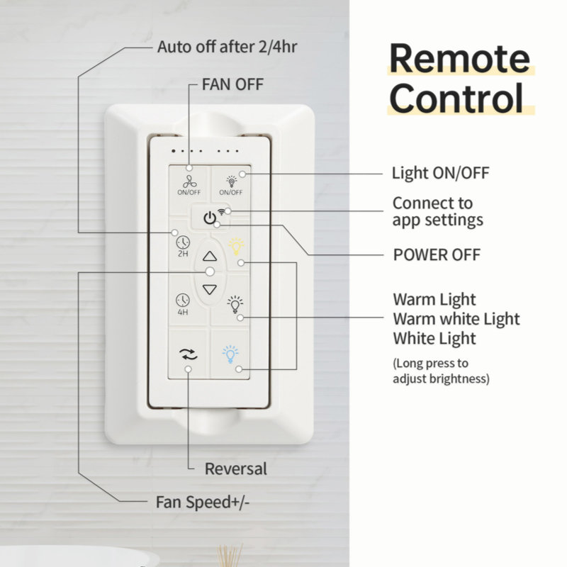 52 Inch Ceiling Fan With Dimmable LED Light 5 Solid Wood Blades Smart Remote Control Reversible DC Motor Ceiling Fan, White