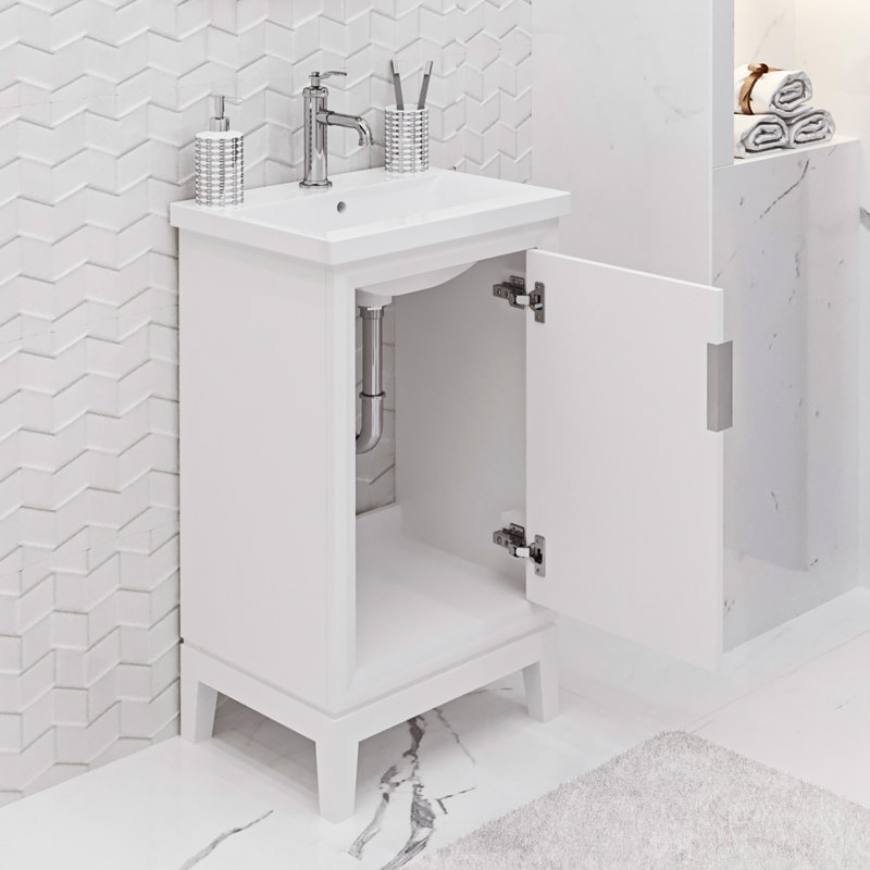 Ensemble de meuble-lavabo simple 21 po Finkbeiner, Blanc pur, Argent argent