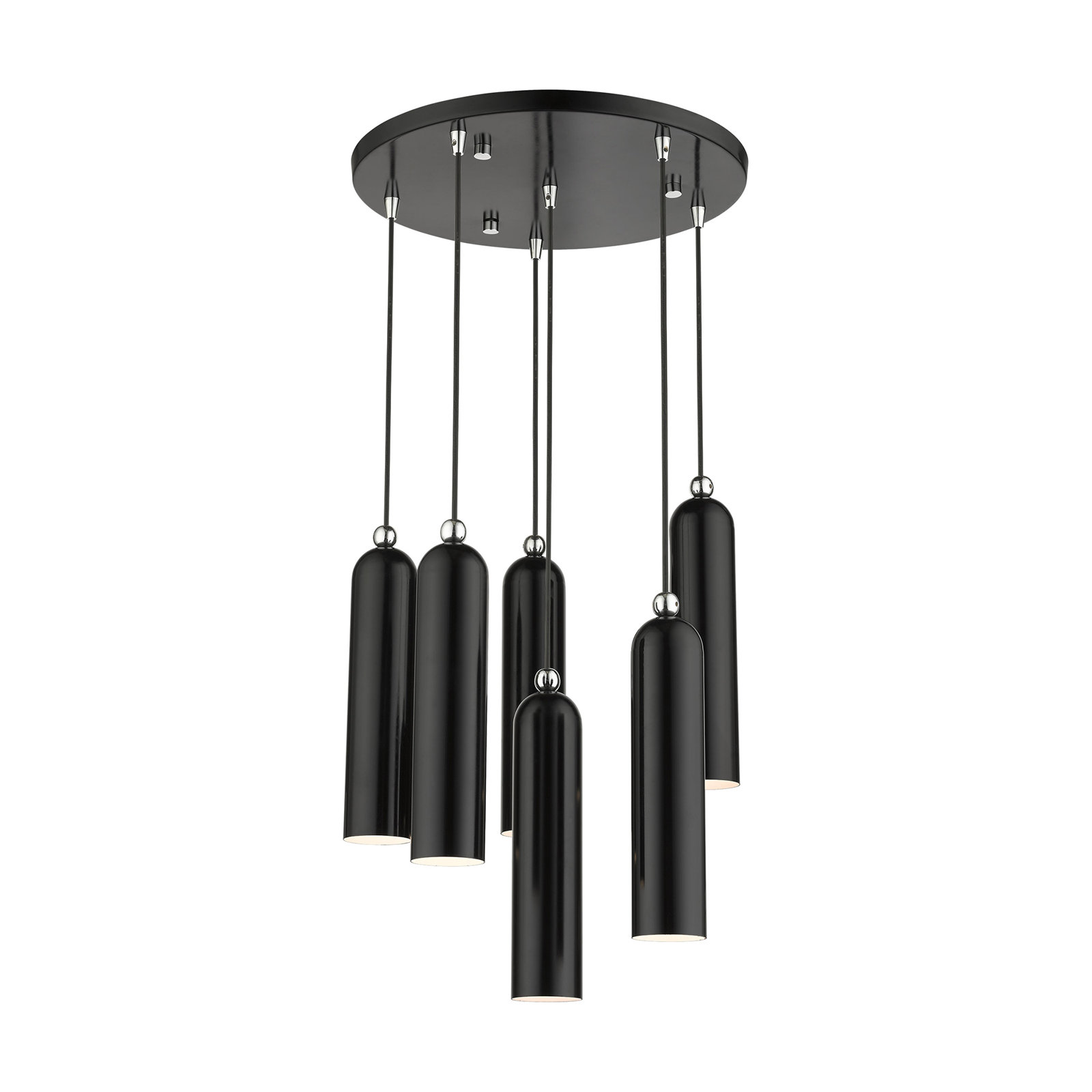 Harly 6 Light Metal Dimmable Pendant, Shiny Black