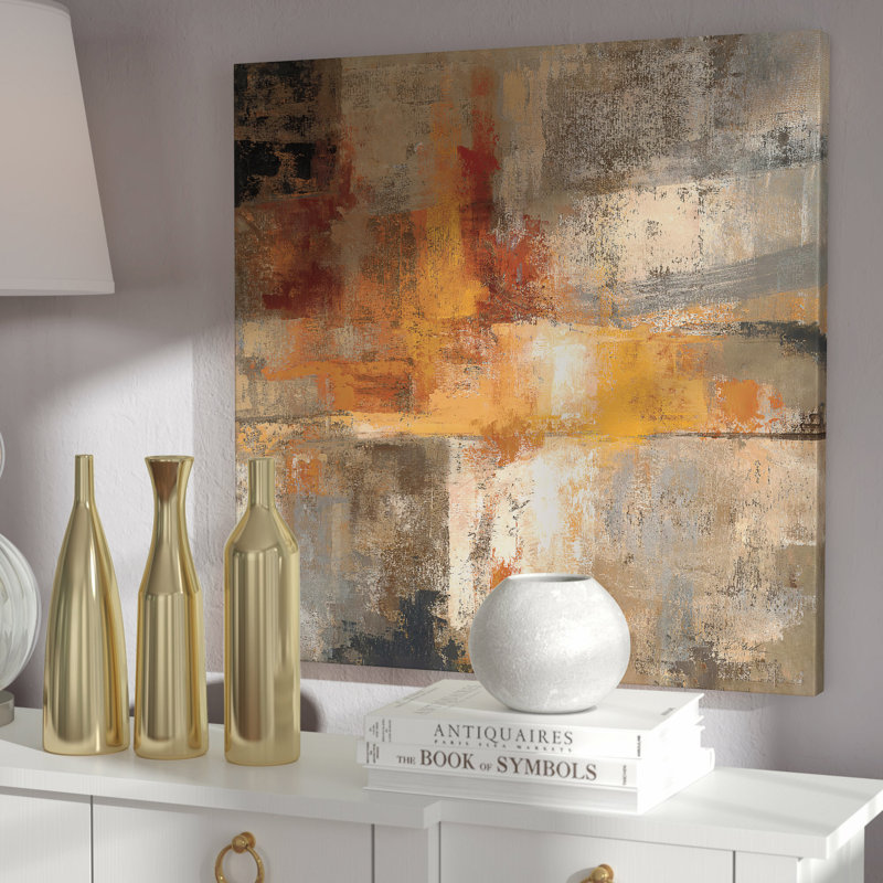 Silver And Amber Crop by Silvia Vassileva - Wrapped Canvas Painting, 66.04 cm H x 66.04 cm W x 3.175 cm D