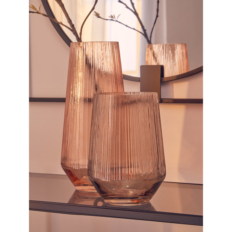 Esma Glass Table Vase, Amber, 30cm H x 15cm W x 15cm D
