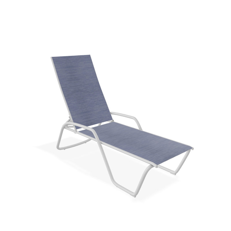 Outdoor Rust-Resistant Metal Chaise Lounge, Textured White, River