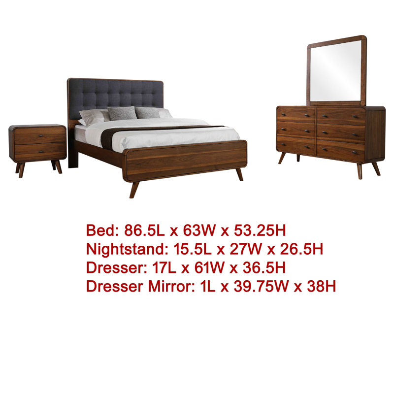 Ensemble de chambre à coucher 4 pièces Ryb, Grand lit