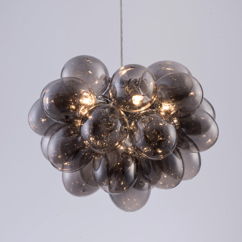 Abdurrahman 5 - Light Polished Chrome Cluster Pendant, Grey