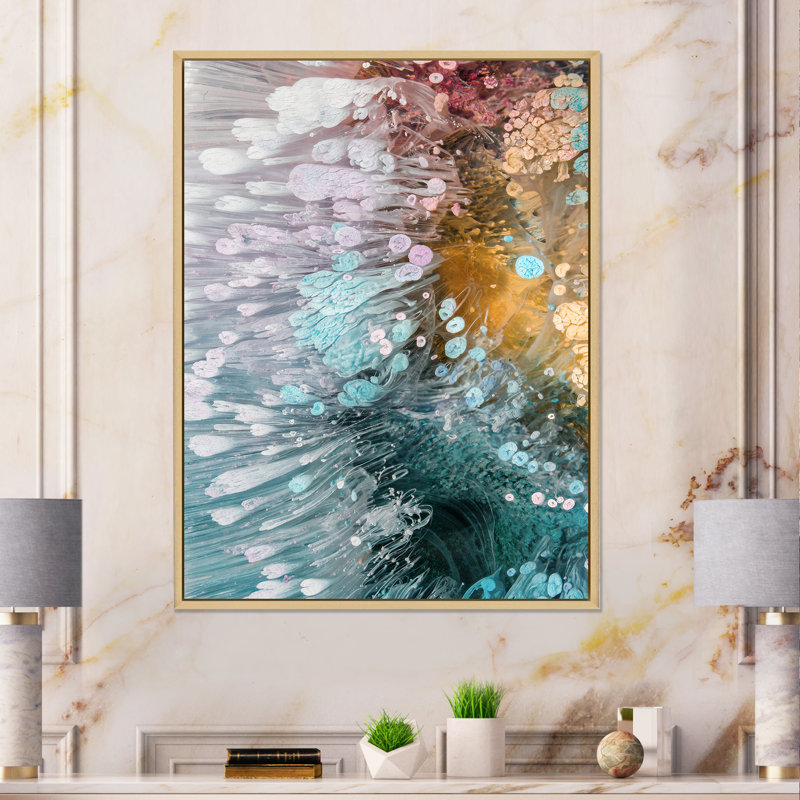 Turquoise et mauve liquide Flow Art III - impression sur toile moderne, H 12 po x l 8 po x P 1 po