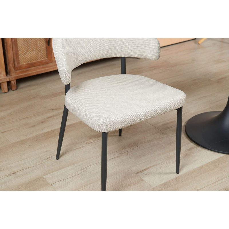 Batavia Modern Curved Back Upholstered Dining Chair Ivory  (Set Of 2)