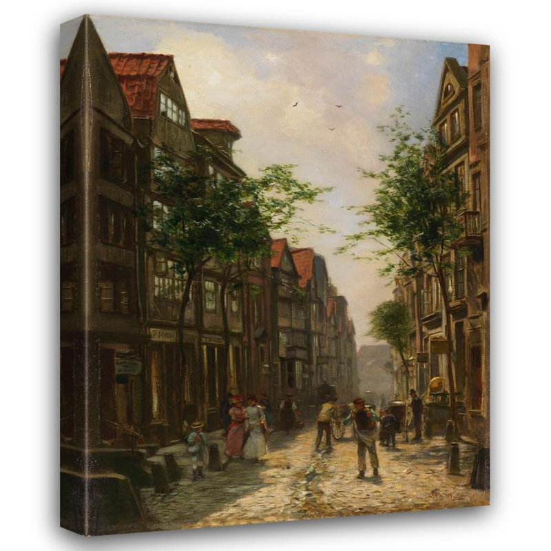 "Altstadtgasse" par Hermann Rieck - Art sur toile tendue avec châssis, H 24 po x l 17 po