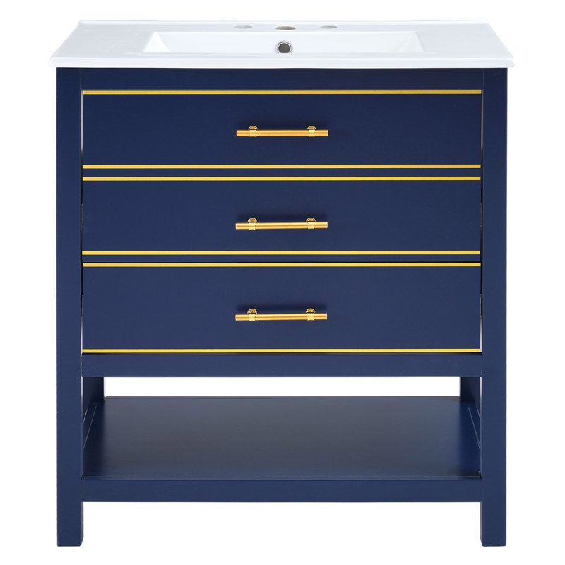 Ensemble de meuble-lavabo 30 po bleu / blanc avec deux tiroirs, Bleu