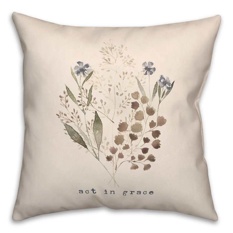 Floral Outdoor Reversible Throw Pillow
