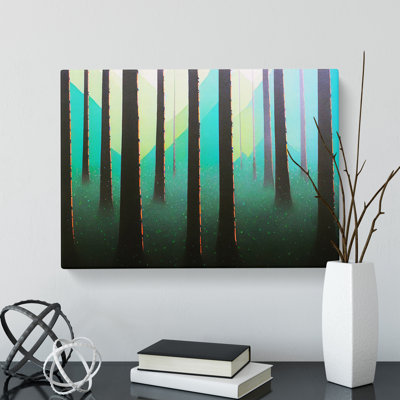 Painted Pine Tree Forest Abstract - Wrapped Canvas