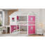 Lit superposé double rose et blanc, cabane dans les arbres - inspiré, pin stable et lit confortable avec tente, conception unique, espace de rangement spacieux
