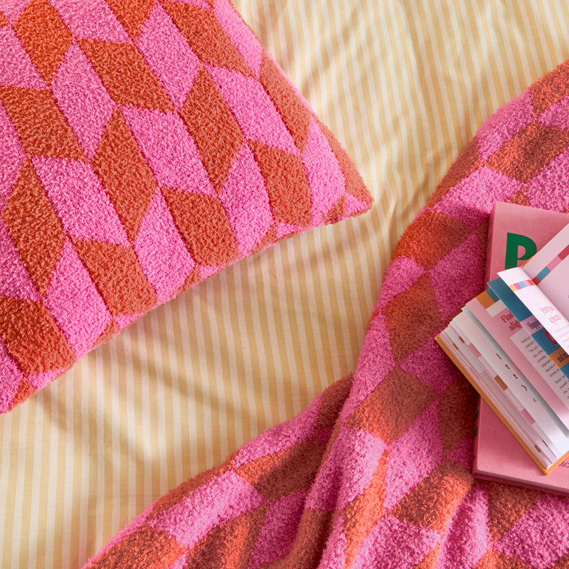 Olsen Geometric Square Throw Pillow Cover, Pink
