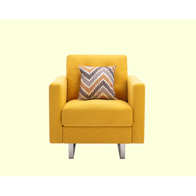 Upholstered Armchair, Yellow Linen