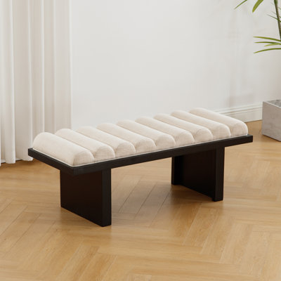 Upholstered Solid Wood Bench, Column Upholstered Bench 45.75'' Wide