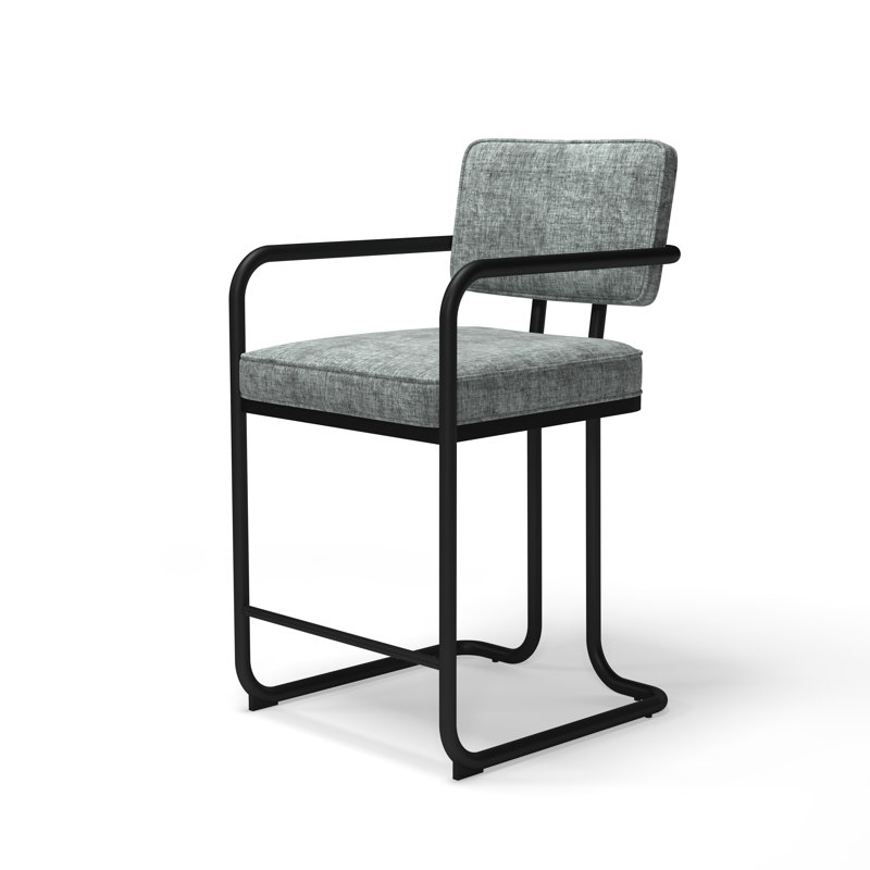 Tabouret de bar avec accoudoirs Prohibition Series by RAM Game Room, Gris / Cadre noir