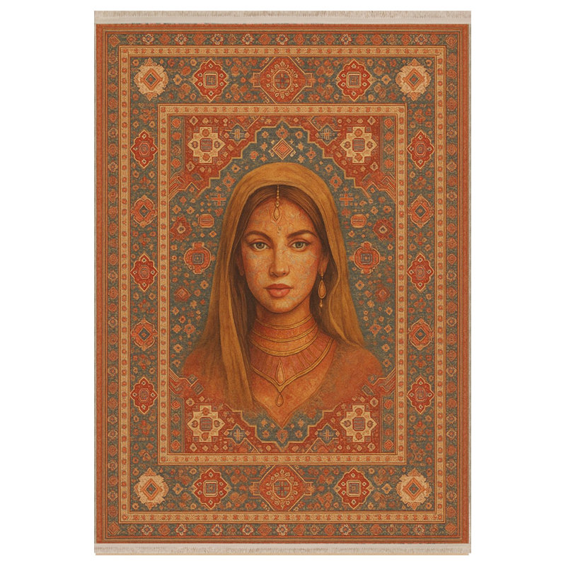 Tapis brun tissé à motif floral lavable Mosso, 3'11" x 5'11"