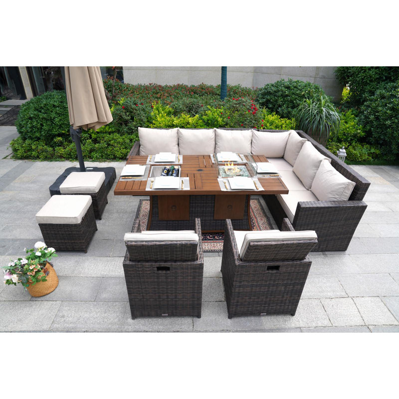 10 - Person Patio Conversation Set with Cushions