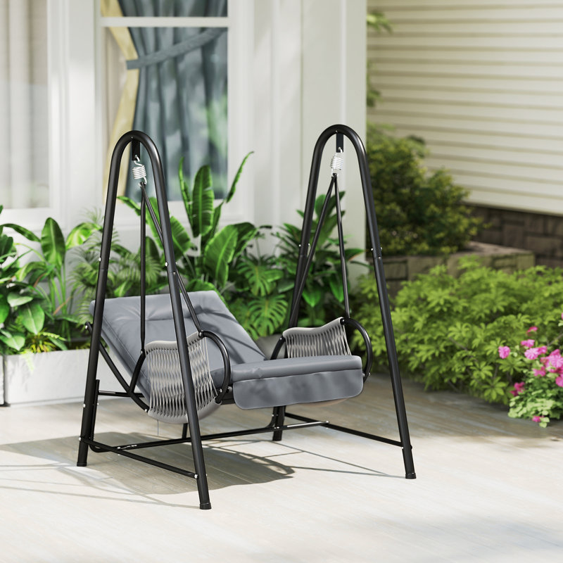Outsunny Rattan Swing Chair, Light Grey