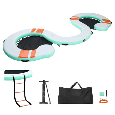 Inflatable Floating Dock, Non-slip Water Air Mat With Portable Carrying Bag And Detachable Ladder, Floating Water Platform Island Raft For Pool Beach Ocean