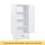 Grande armoire de rangement pour salle de bain, armoire avec deux portes et un tiroir, tablette réglable, panneau de fibres à densité moyenne, blanc
