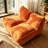 Compression Sofas, Orange Corduroy Compact Modern Beanbag Couch for Home