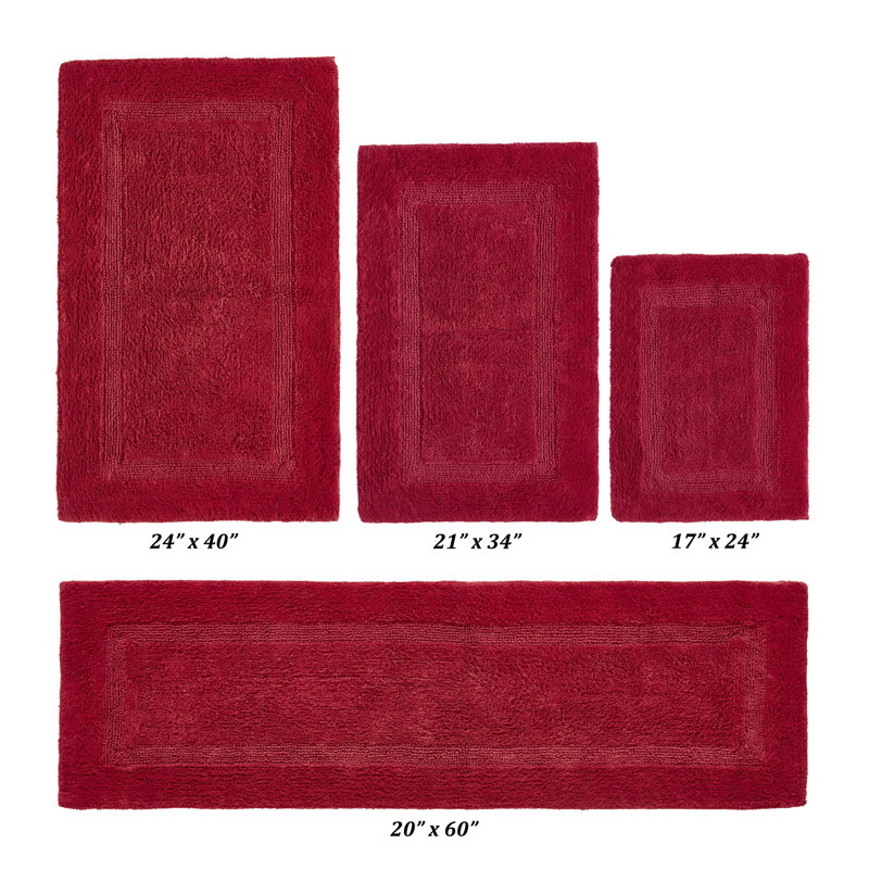 Ensemble de tapis pour salle de bain 100% coton Lux Premium 2370 GSM, tapis de bain réversible tissé et lavable à la machine, super absorbant et touffeté pour salle de bain, douche et baignoire, tapis certifiés Oeko-Tex, rouge