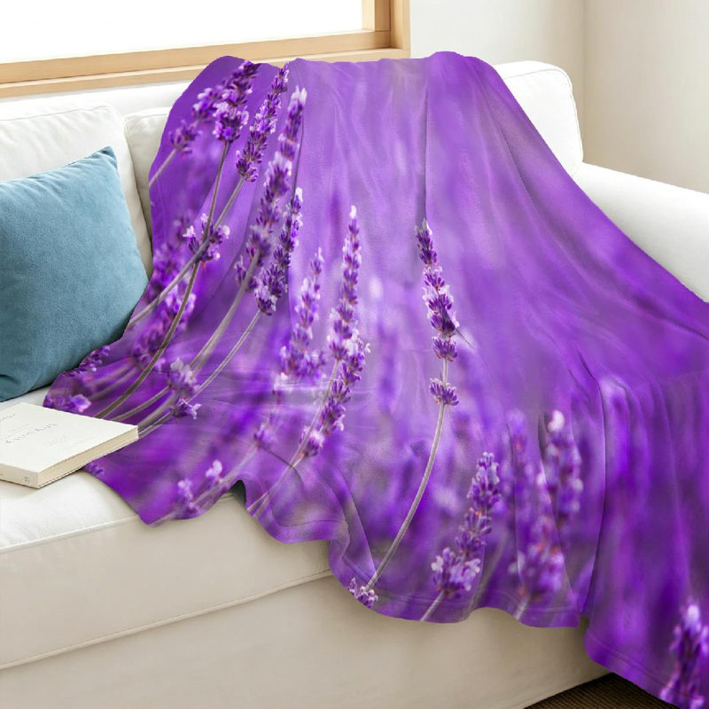 Jeté transparent en flanelle molletonnée très douce, imprimé fleurs sur une face, Throw 40" x 50"