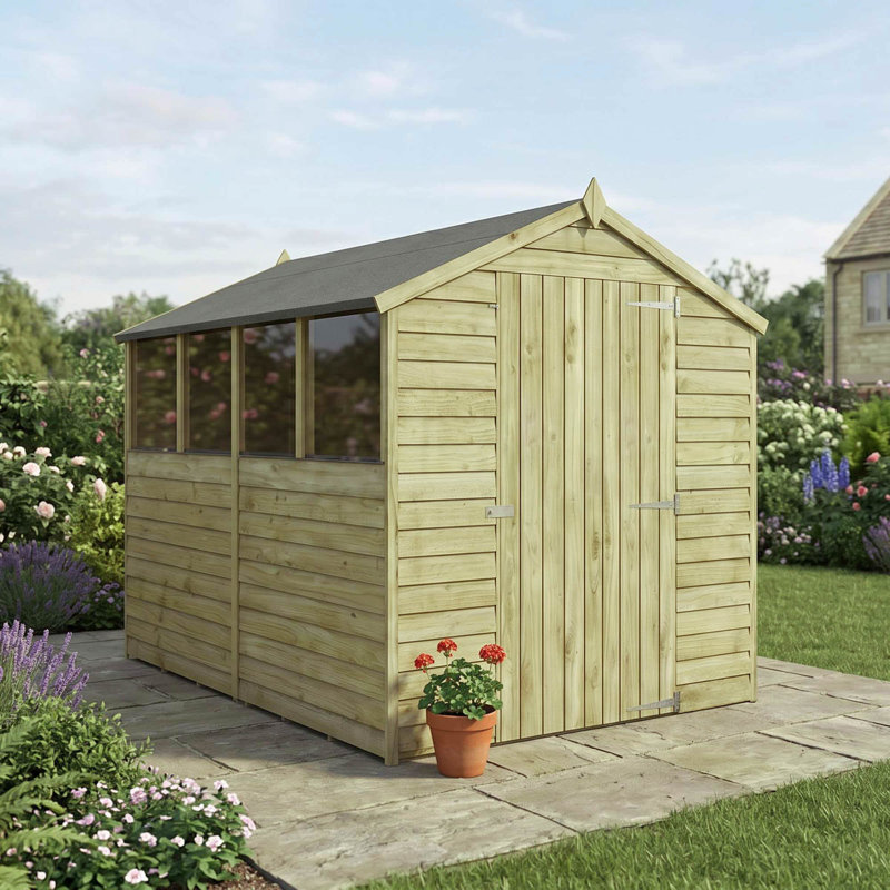 Mercia 8 x 6ft Overlap Apex Shed (Single Door), No