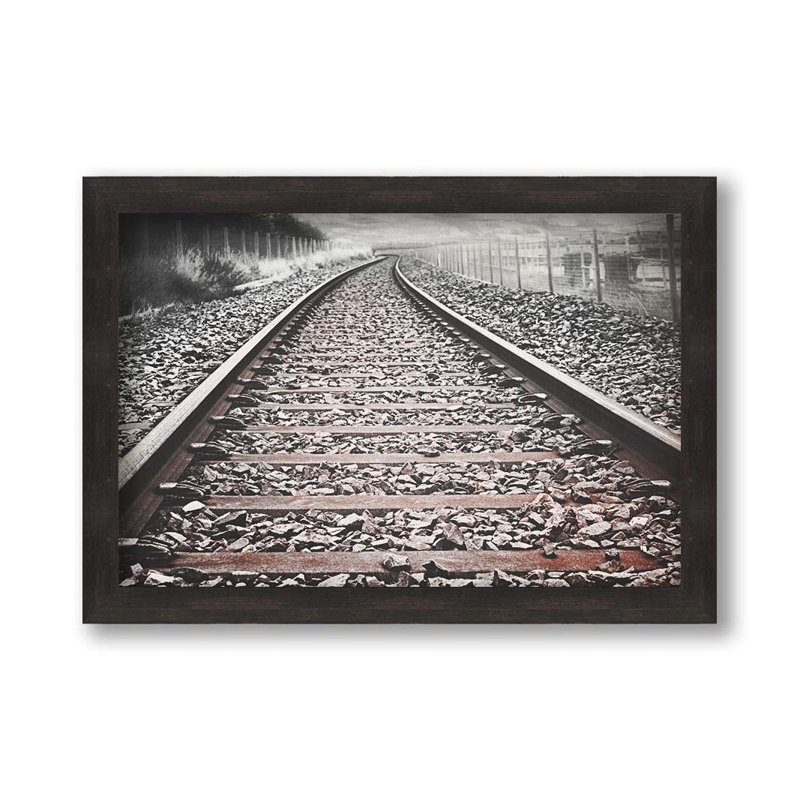 Rails de train par Hal Halli. Impression sur papier - Montée et encadrée, H 44 po x l 64 po