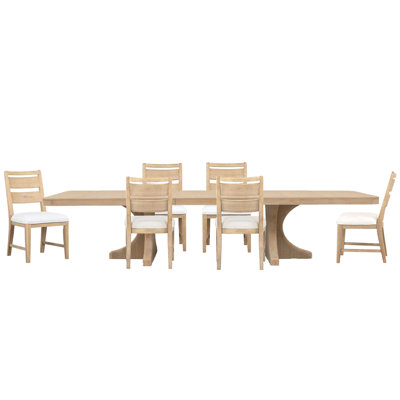 Table de salle à manger extensible à tréteaux avec 6 chaises d'appoint