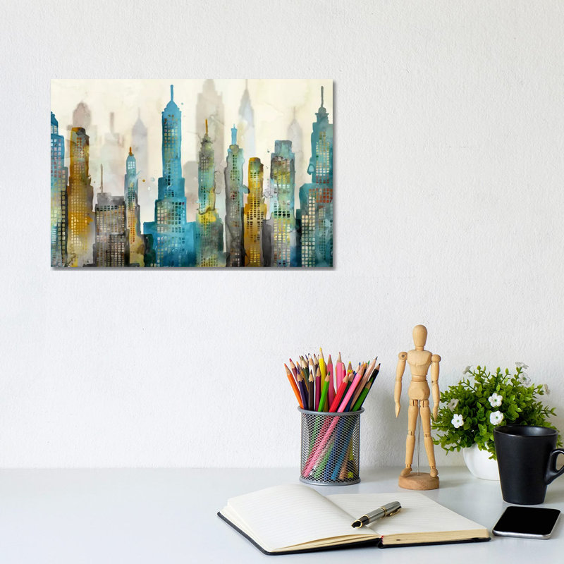 City Sky by Edward Selkirk - Wrapped Canvas Painting, 20.32 cm H x 30.48 cm W