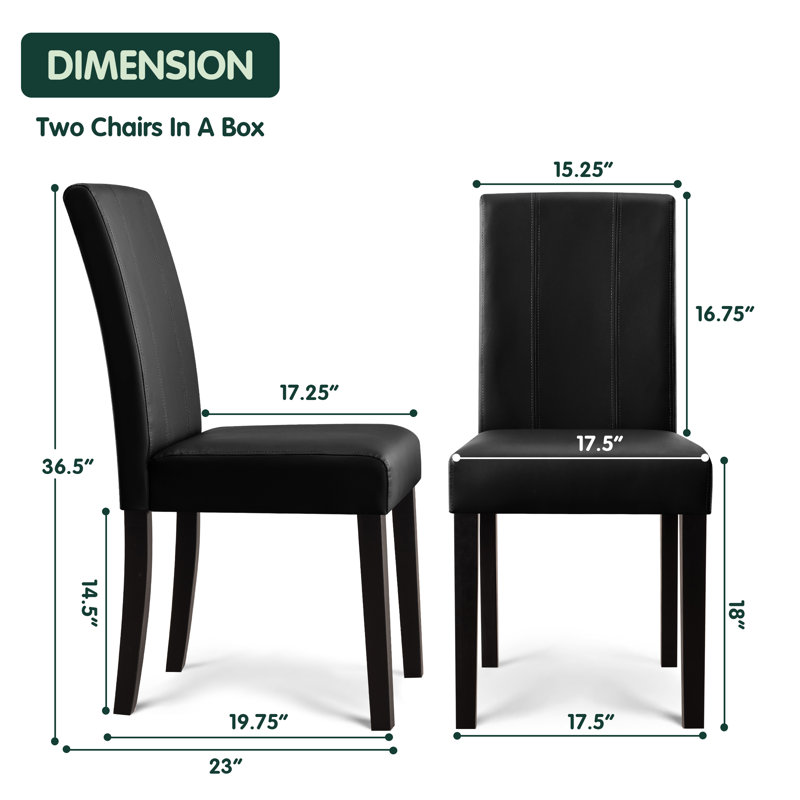Anirvin Faux Leather Waterproof Upholstered Dining Chair, Black