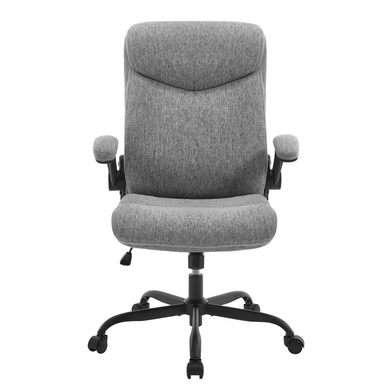 Office Chair, Executive Chair, Ergonomic Chair, Tilting Function, Headrest, Folding Armrests, Padded Seat, Grey
