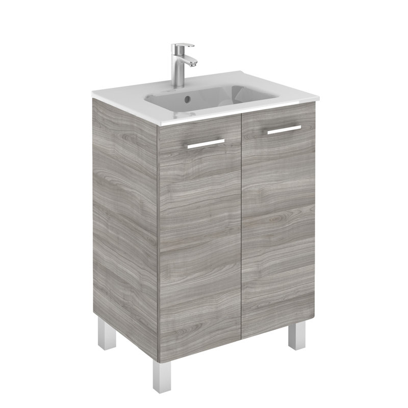 Logic 23.6'' W Single Vanity, Sandy Gray