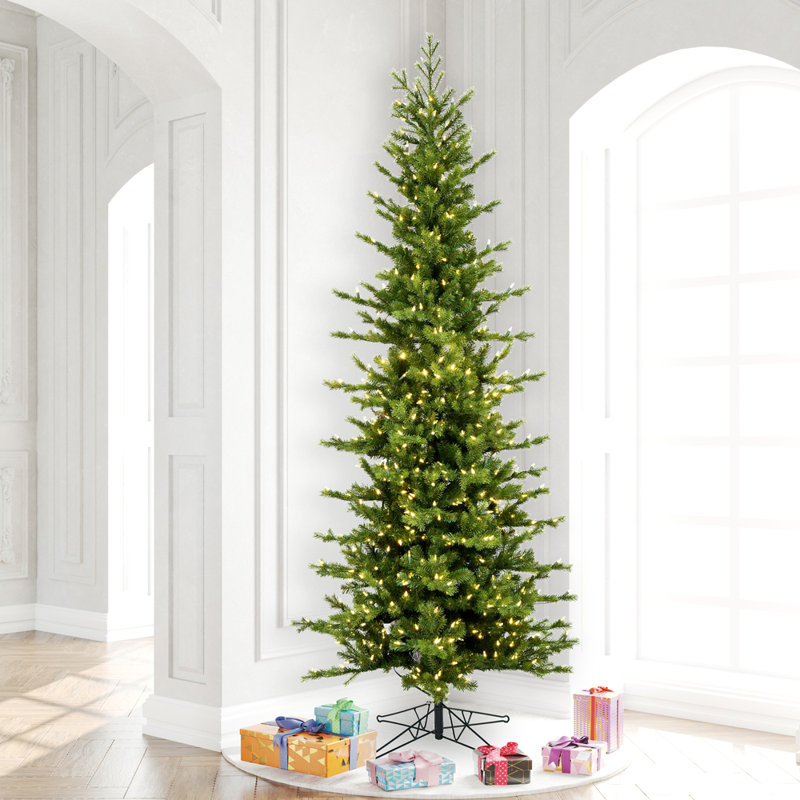 Vickerman Moutauk Pencil Pine Artificial Christmas 14' H Lighted Artificial Pine Christmas Tree