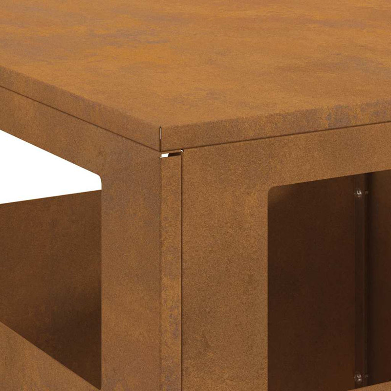 Modern Outdoor Fire Pit, Weathering Steel Brown